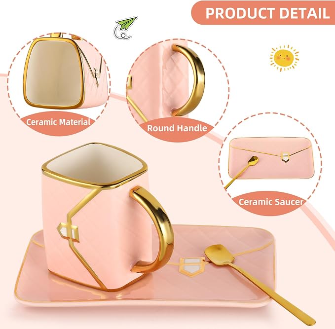 Handbag Shaped Mug, Handbag Coffee Mug And Saucer, Purse Coffee Ceramic Mug Set - Image 4