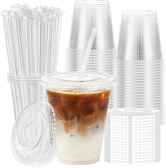 Lamosi 12 oz 100 Pack Clear Plastic Cups by BuyNow