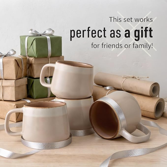 Ava Nord Ceramic Coffee Mugs Set of 4 | 12 oz Stoneware Coffee Cups | Lead-Free - Image 6
