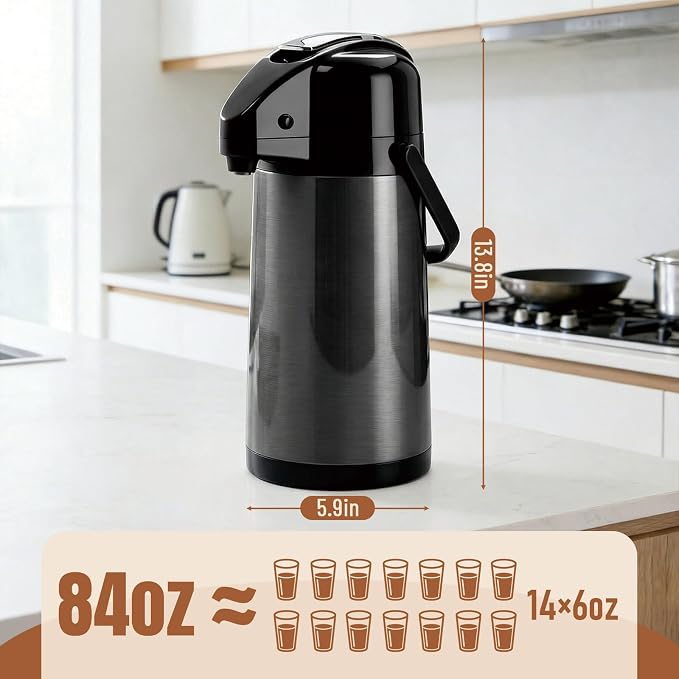 Upgraded Airpot Coffee Carafe - 84oz/2.5L Coffee Carafe - Image 6