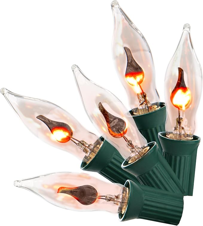 Flickering Flame Bulbs String Set – 10 Light Bulb C7 1W - Image 3