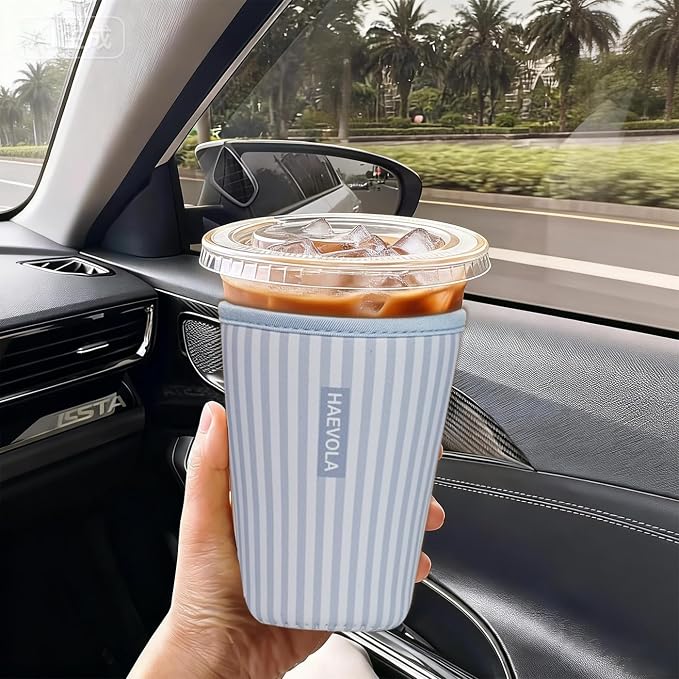 Reusable Insulated Neoprene Iced Coffee Cup Sleeve, Durable Drink Sleeve - Image 2