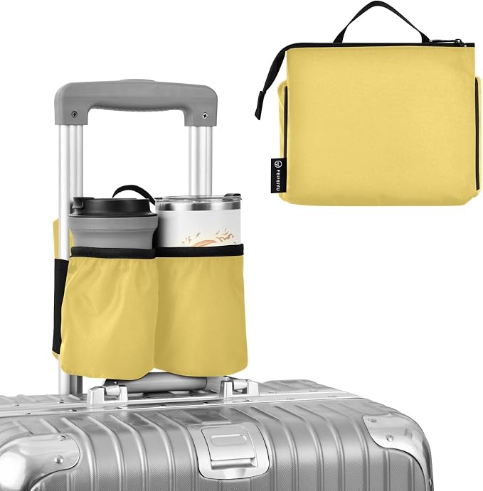 DOMIKING Lemon Yellow Travel Luggage Cup Holder by DOMIKING