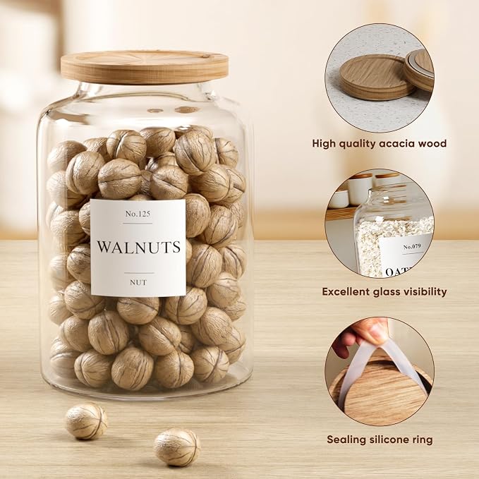 2 PCS Flour Sugar Storage Containers Glass Jar, 4000ml/1 Gallon/4.2 Qt/135oz - Image 5