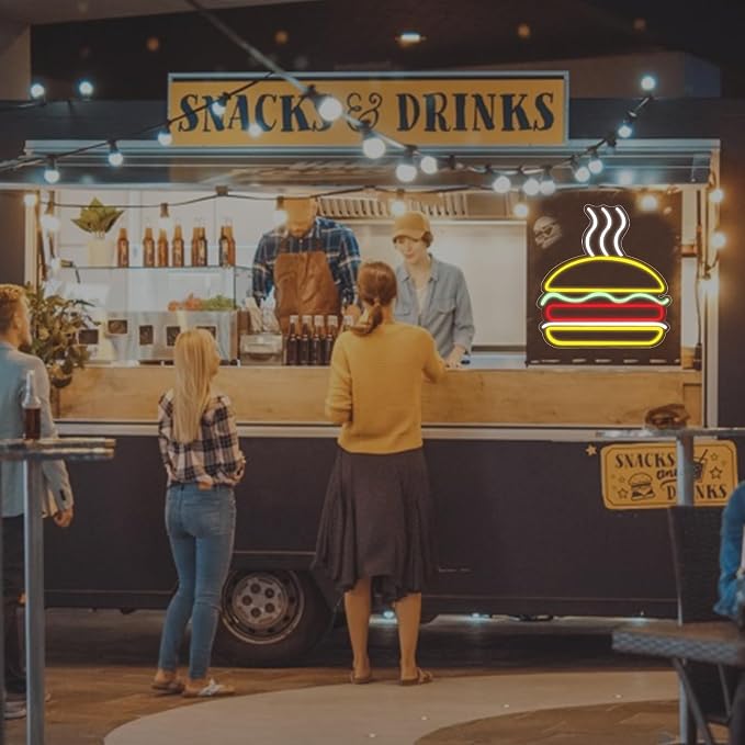Burgers Neon Sign for Wall Decor Dimmable Hamburger Led Neon Light Business - Image 4