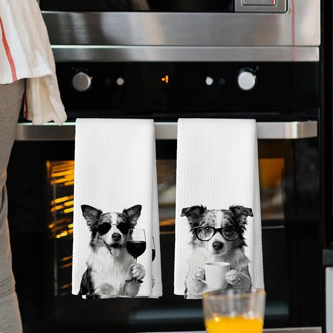 Funny Australian Shepherd Kitchen Towels Set of 2, Funny Dog Kitchen Accessories - Image 2