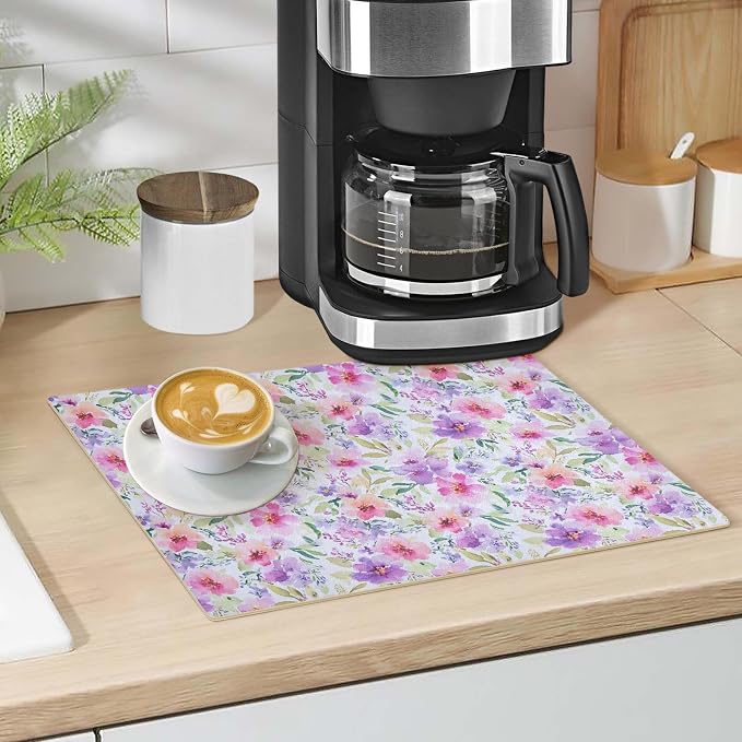 Dish Drying Mat For Kitchen Counter Absorbent Non-Slip Rubber Backed, Spring - Image 4