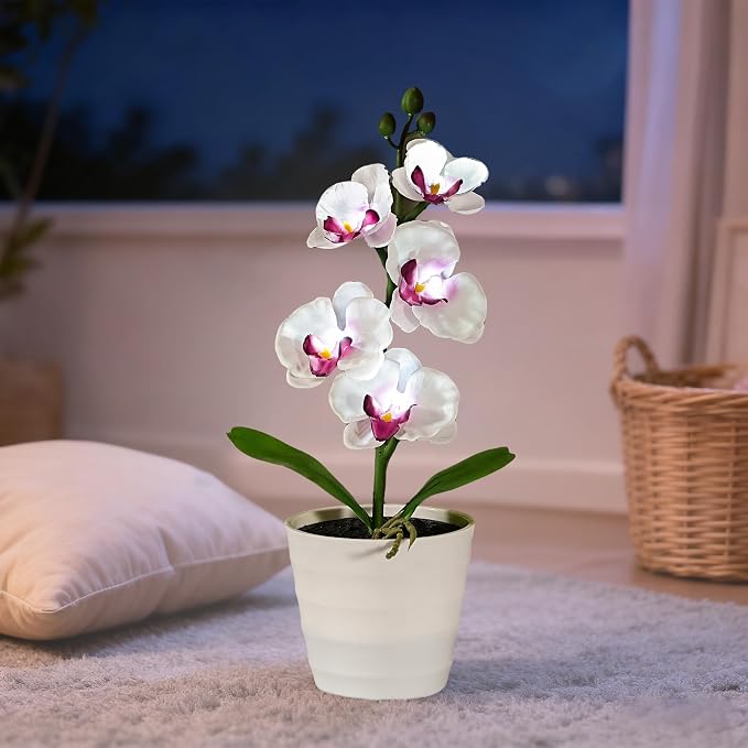 Artificial White Phalaenopsis Orchid Flower Lamp, Flower Night Light - Image 6