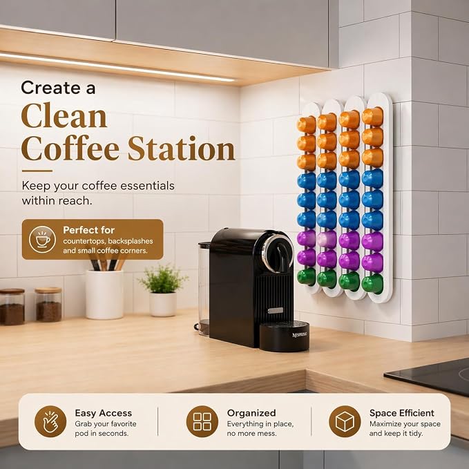 Bamboo Coffee Pod Holder, Adhesive Wall Mount - Image 7