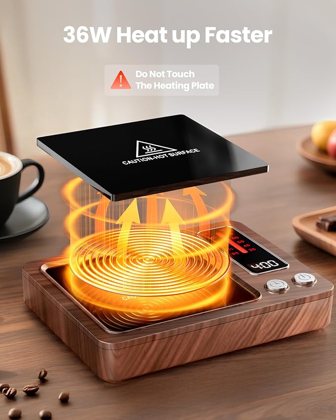 Gaiatop Coffee Mug Warmer, 36W Fast Heating, 5 Temp Settings, 0.5-9H Timer - Image 3