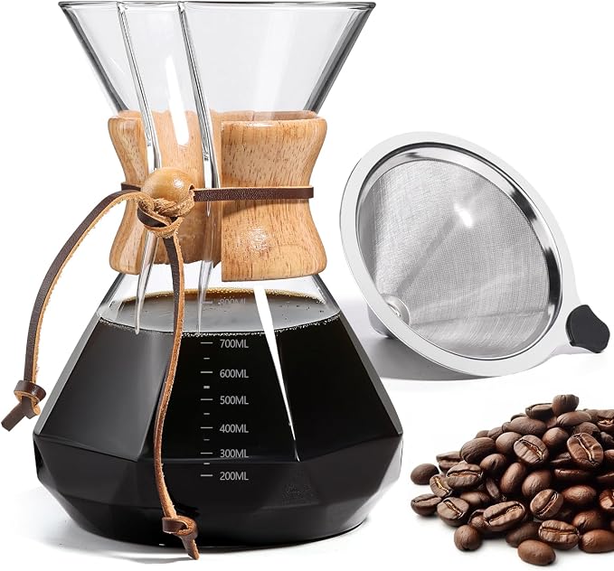Pour Over Coffee Maker 27 OZ, 8 Cup Borosilicate Glass Drip Coffee Maker by Yopinmall