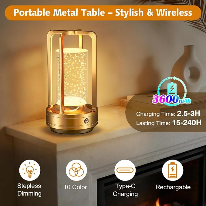 Portable Table Lamp for Outdoor Indoor: Cordless Rechargeable Desk Lamp - Image 5