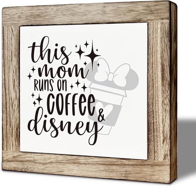 Coffee Bar Wooden Decor Sign, This Mom Runs on Coffee Sign, Farmhouse Cafe Signs by Unknown