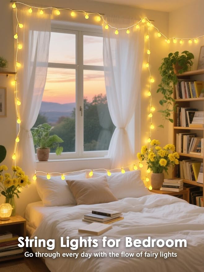 2-Pack Connectable Globe String Lights | Total 152FT 400LED Warm White - Image 3