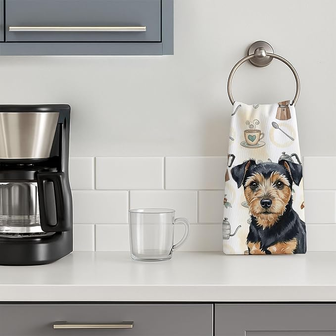 Caroline's Treasures Black and Tan Norfolk Terrier Coffee Bar Kitchen Towel - Image 3