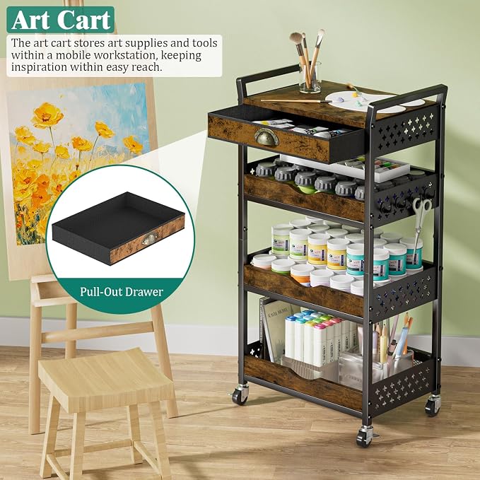 Giwil 4-Tier Rolling Storage Cart - Image 2