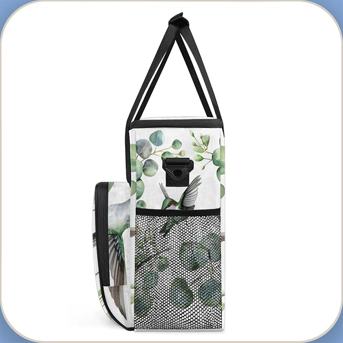 Hummingbird Eucalyptus Leaves Coffee Maker Carring Bag, Large Insulated Storage - Image 4