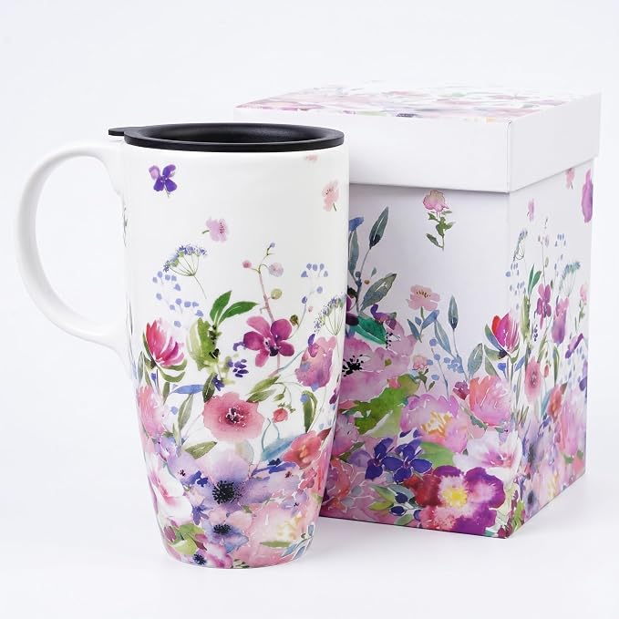 Topadorn Porcelain 17oz Ceramic Travel Mug by Topadorn