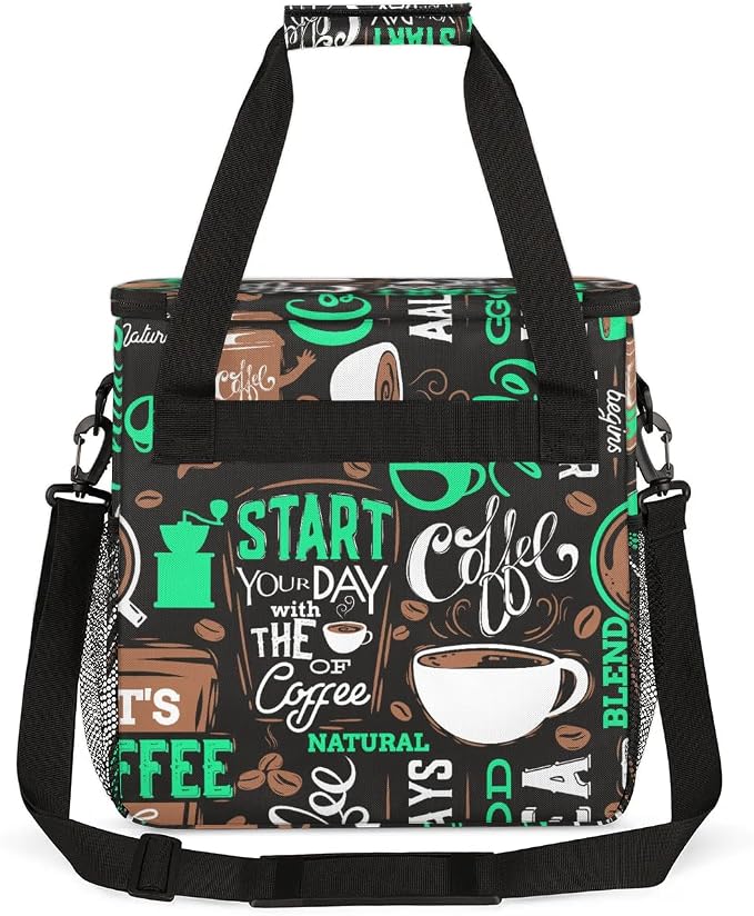 coffee cup coffees beans cyan Coffee Maker Carring Bag Travel Carrying Storage - Image 5