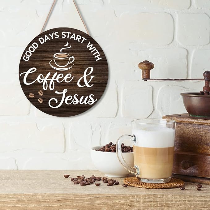 HMASYO Wood Coffee Signs, Good Days Start - Image 3