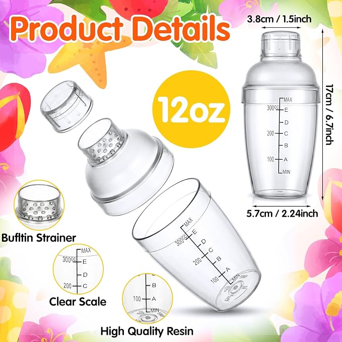 12 Pcs Plastic Cocktail Shaker, Drink Mixer - Image 2