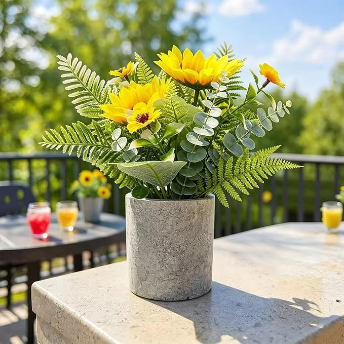 HappyFiller Artificial Sunflower Pot Yellow Fake Sunflowers - Image 8