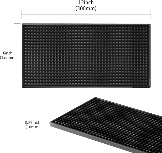 Bar Mats 6"x12" 1 Pack Small Black, Countertop Coffee Mat - Image 2