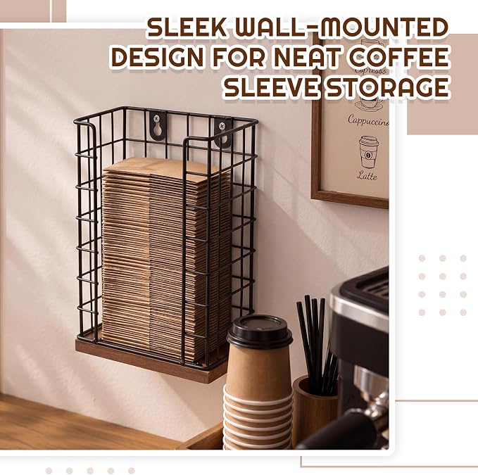 Geelin Coffee Cup Sleeve Holder, Wall Mount or Countertop Cup Sleeve Organizer - Image 2