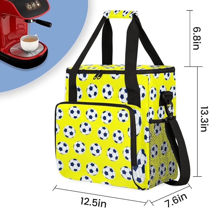 Soccer Coffee Maker Travel Bag, Soccer Large Carrying Storage Case Insulated - Image 2