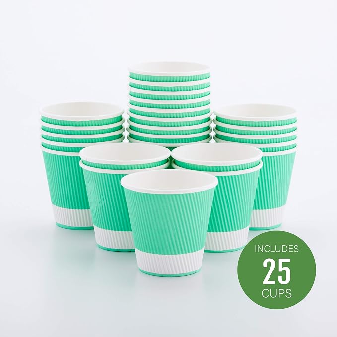 Restaurantware Ripple Wall Coffee Cups 25 Count8 Ounce Insulated Light Green - Image 2