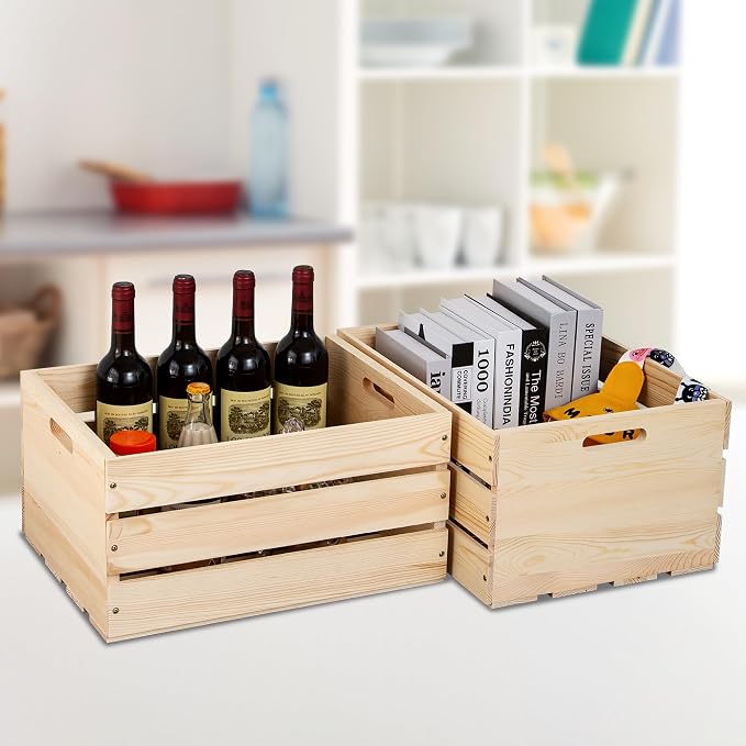 Extra Large Pine Wood Crates For Storage, Vinyl Records Storage Crates - Image 3