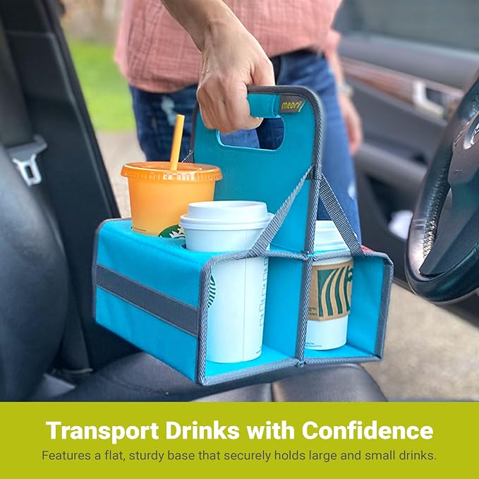 meori Reusable Drink Carrier 4 Cup, Take Out Cup Carrier, Collapsible, Coffee - Image 4