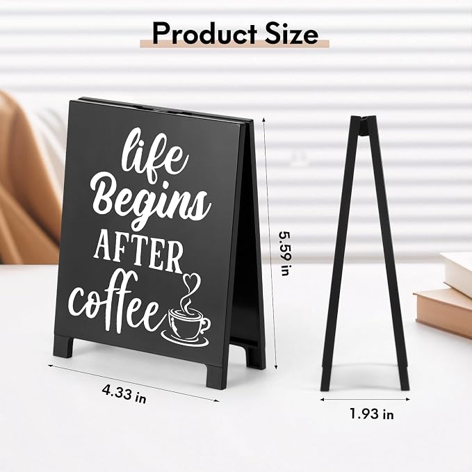 Life Begins After Coffee Desk Decor Sign Retro Coffees Shop Table Display - Image 2