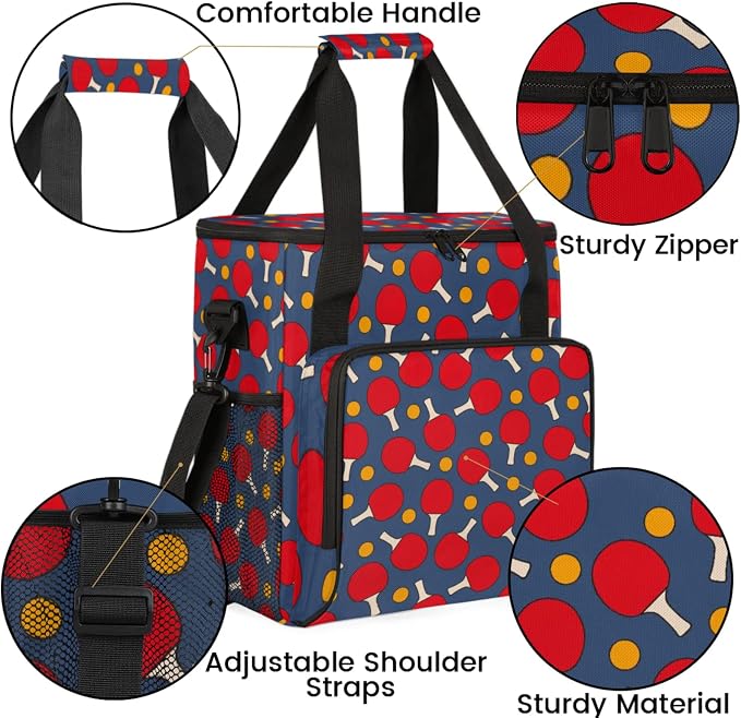 Table Tennis Pattern Coffee Maker Travel Bag, Table Tennis Pattern Large - Image 6