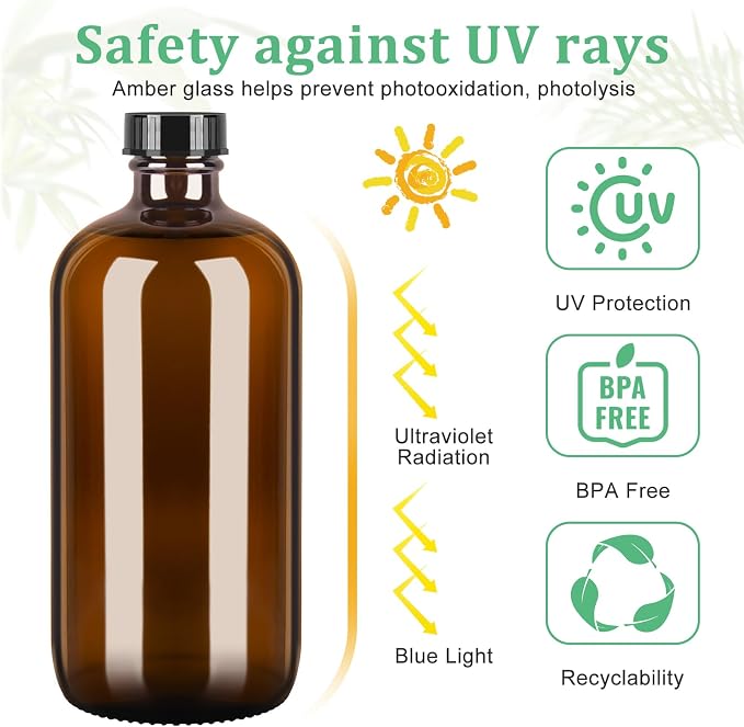 Amber Glass Spray Bottles 3 Pack, 17 oz/500 ml Glass Spray Bottles - Image 5