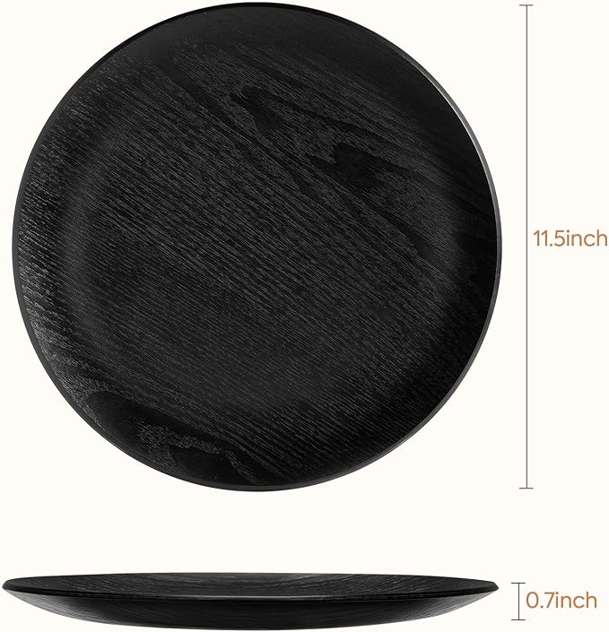 Yangbaga Wood Serving Tray: Black Serving Platter, 11.5" Small Decorative Trays - Image 3