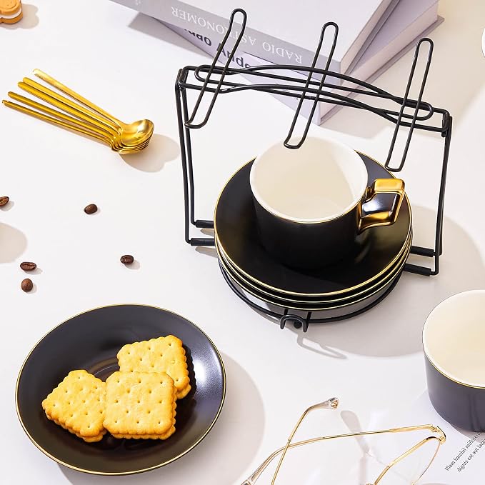 Tea Cup Holder, Coffee Cups and Saucers Display Stand, Metal Foldable Storage - Image 6