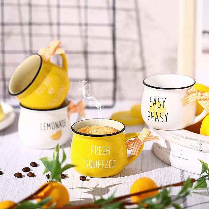 Patelai 4 Pcs Lemon Cups Mini Coffee Mug 5 oz Espresso Cups Set - Image 6