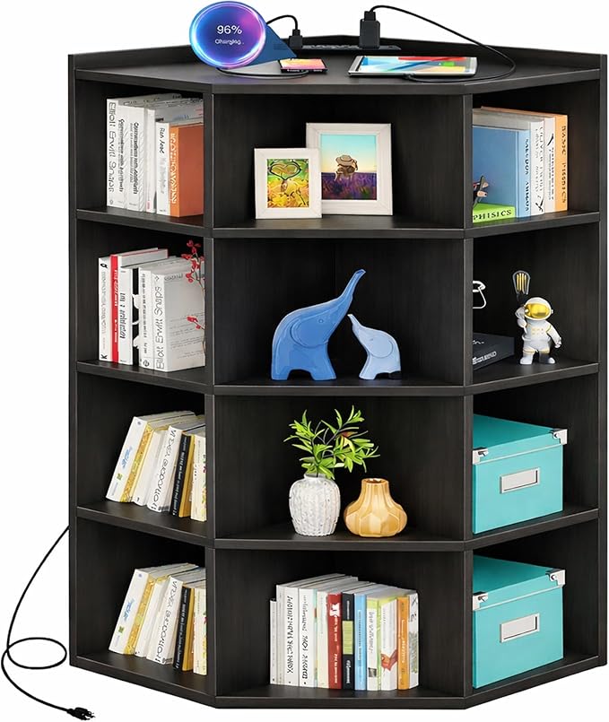 Aheaplus Corner Cabinet, 5-Tier Corner Bookshelf by Aheaplus