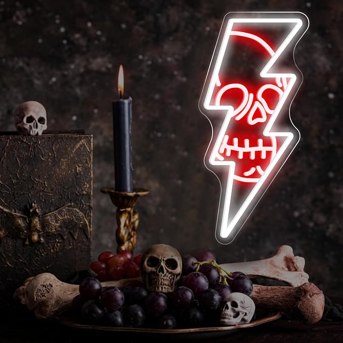 Lightning Skull Neon Sign - Image 2