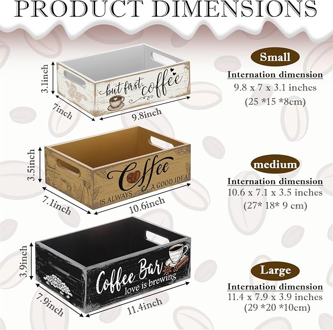 3 Pcs Coffee Station Organizer Wood Countertop Coffee Accessories Organizer - Image 8