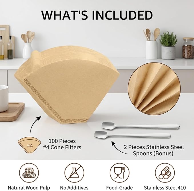 #4 Cone Coffee Filters, Disposable Size 4 Filters - Image 7