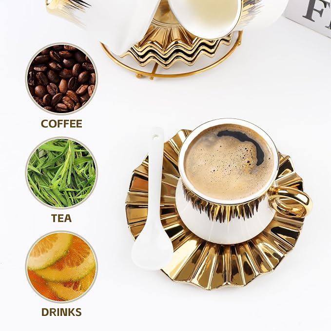 AstraLoom Turkish Coffee Cup Set, 6 Pack 3oz Small Ceramic Demitasse Cups - Image 4
