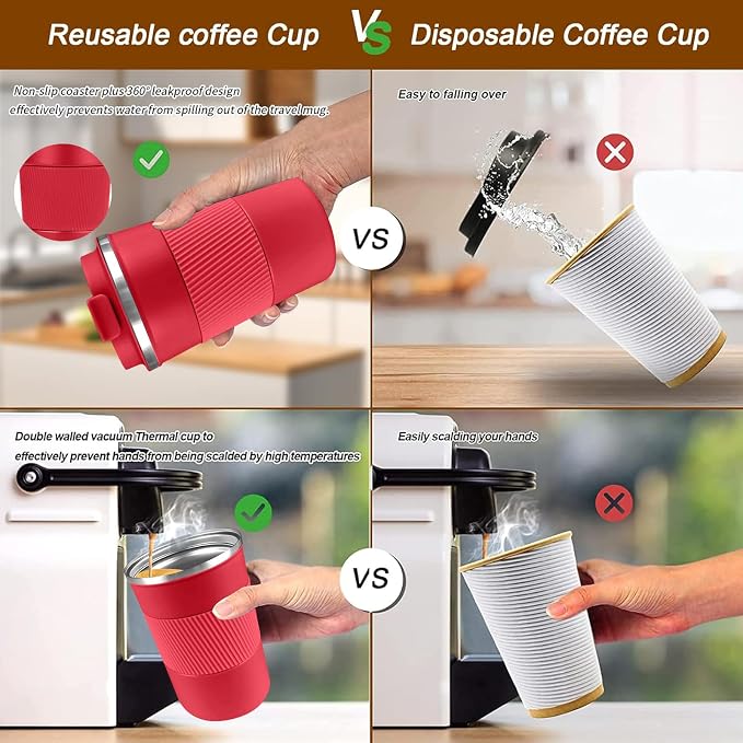 YINBAOGE Insulated Travel Coffee Mug, Spill & Leak Proof, Portable To Go - Image 4