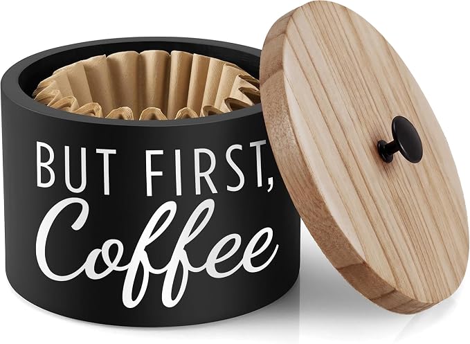 Coffee Filter Holder with Solid Wood Lid by Elevateyourmomentwithus