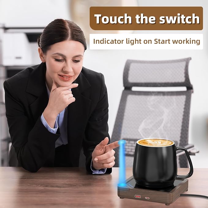 Coffee Mug Warmer with 2 USB Charging Ports: Auto Shut-Off Candle Wax Warmer - Image 5