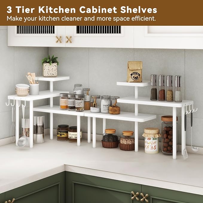 IBUYKE Countertop Organizer, 3-Tier Spice Racks, Kitchen Counter Corner Shelf - Image 6