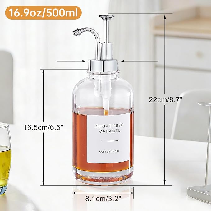 Coffee Syrup Dispenser Coffee Bar Accessories 16.9 oz Syrup Dispenser - Image 5