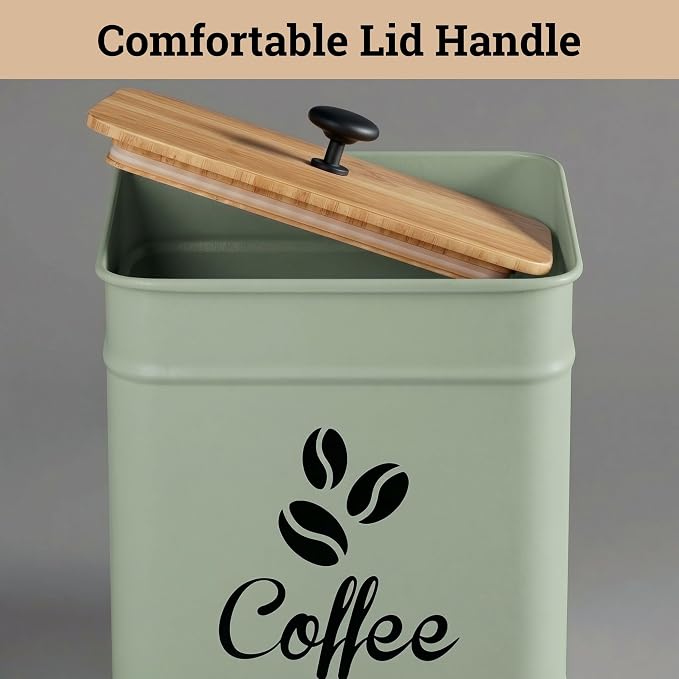 Airtight Coffee Canister - 40 oz Large Iron Sage Green Container Airtight - 6 x - Image 8