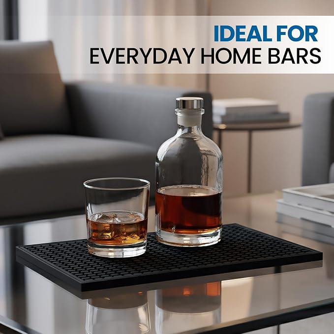 Oblong Black Bar Mat 12" x 6" – Non-Slip Rubber Bar Service & Glass Drying Mat - Image 5